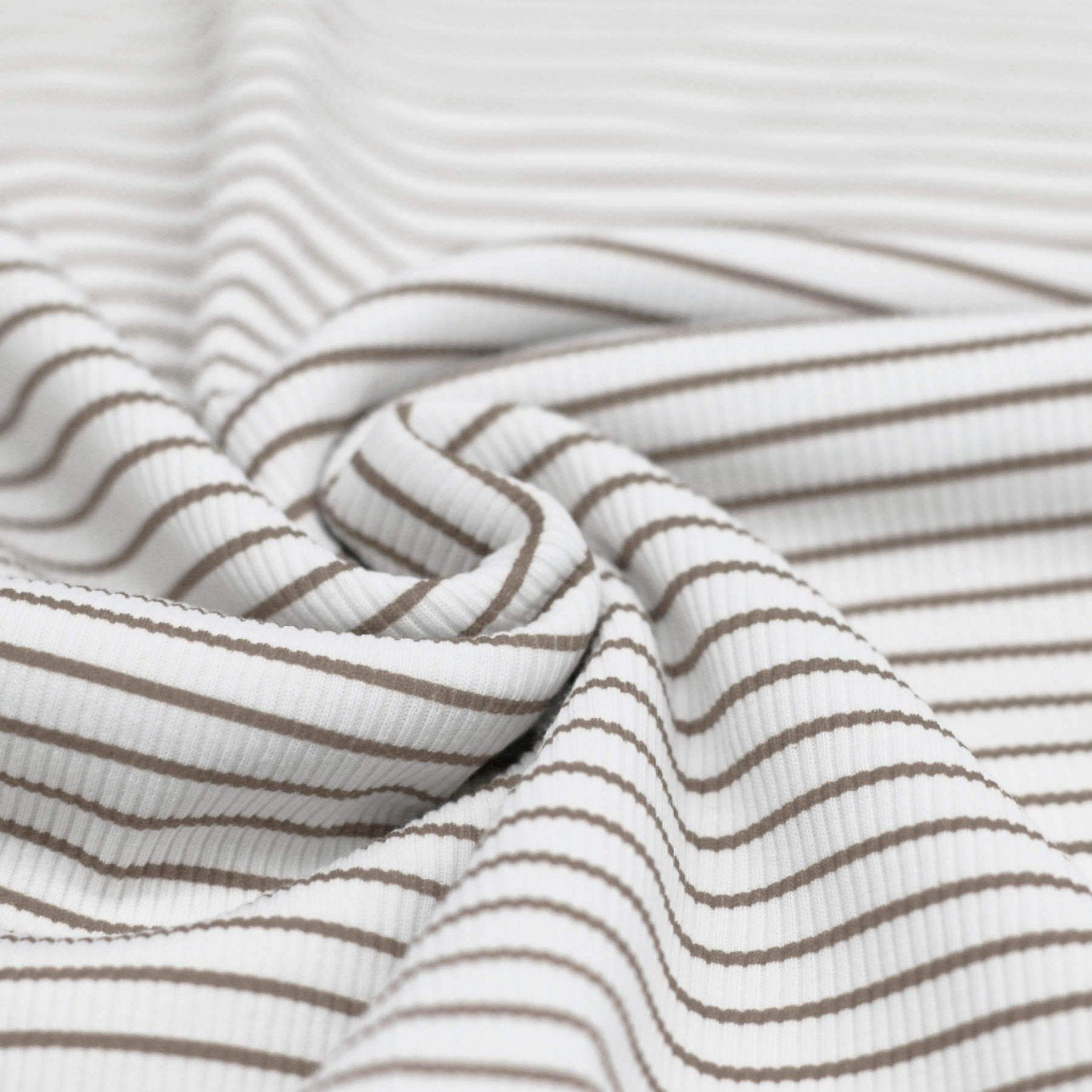 Rib Jersey gestreift weiß/taupe