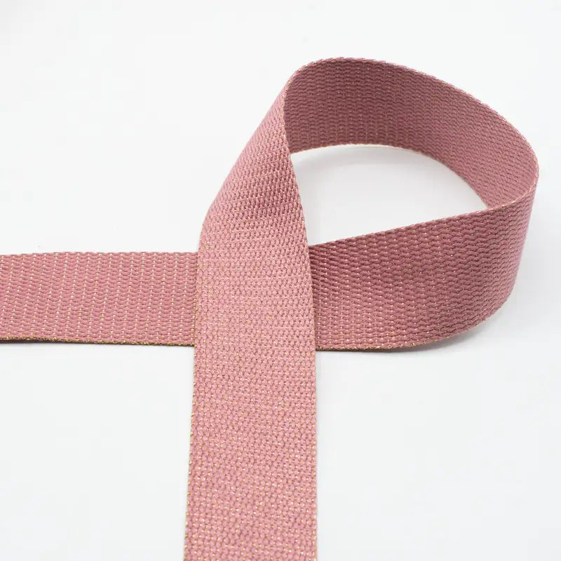 Gurtband old pink - Gold Metal Fiber - 40mm