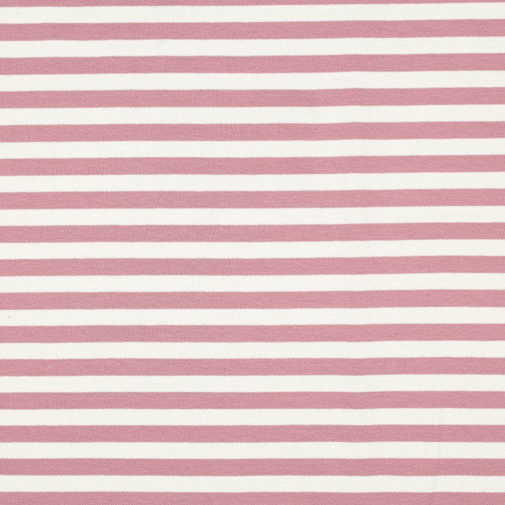 French Terry gestreift dark rose