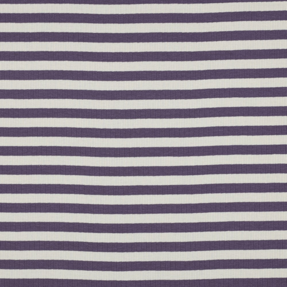 Breit Rib Jersey gestreift - lila