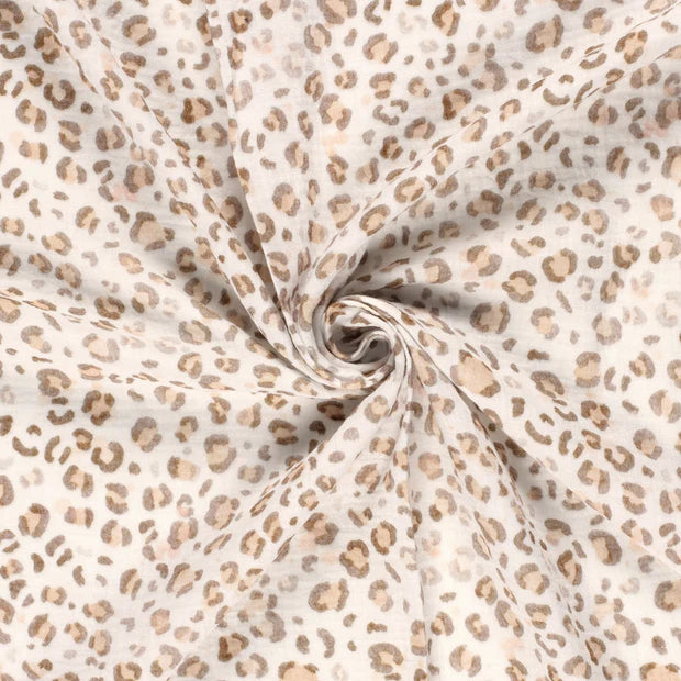 Musselin Leo Print offwhite