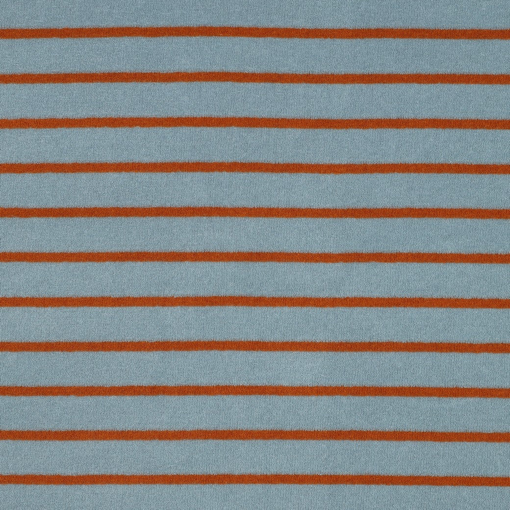 Stretch Frottee - blau/braun gestreift
