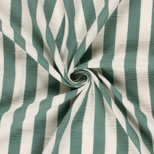 Musselin green/white stripes