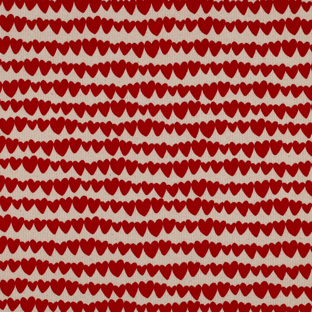 Red Hearts natural - Rib Jersey
