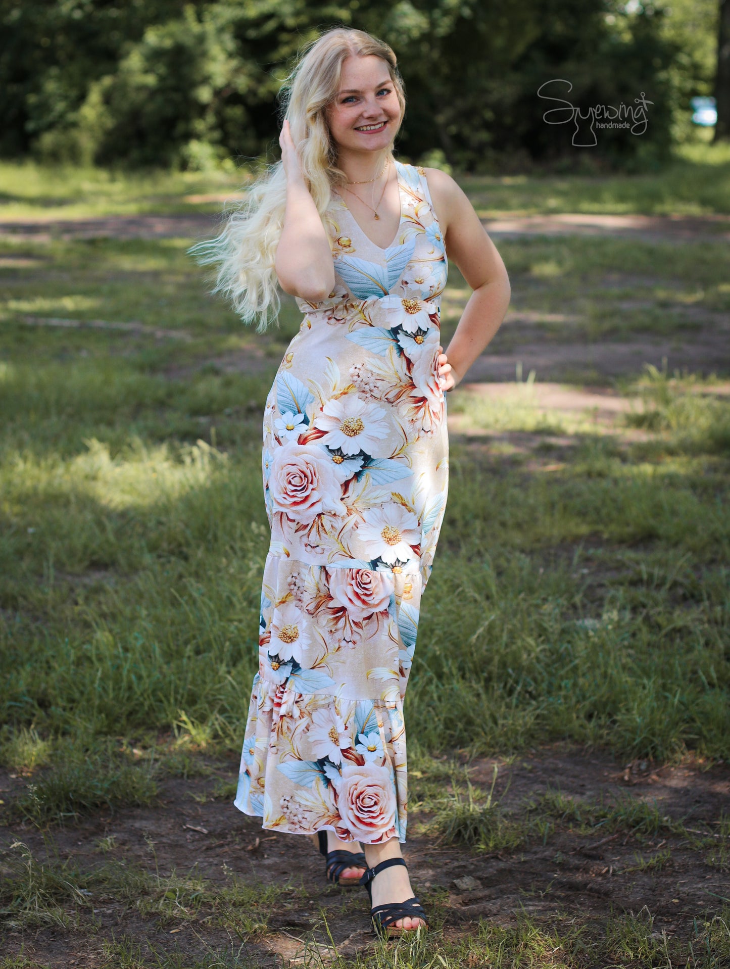 Denim Luxus Flowers gold - Jersey