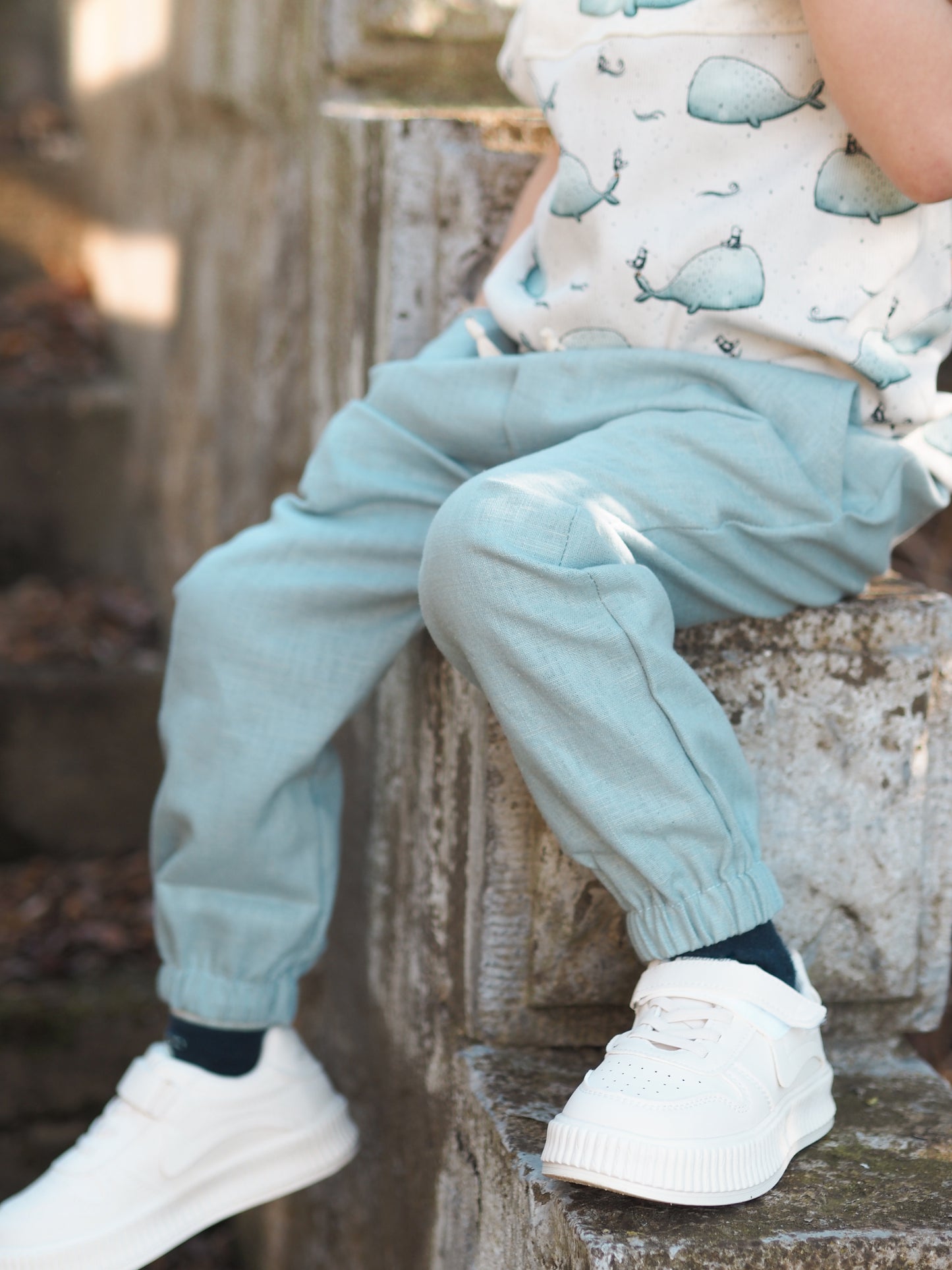 Wal & Möwen blau/beige - Rib Jersey