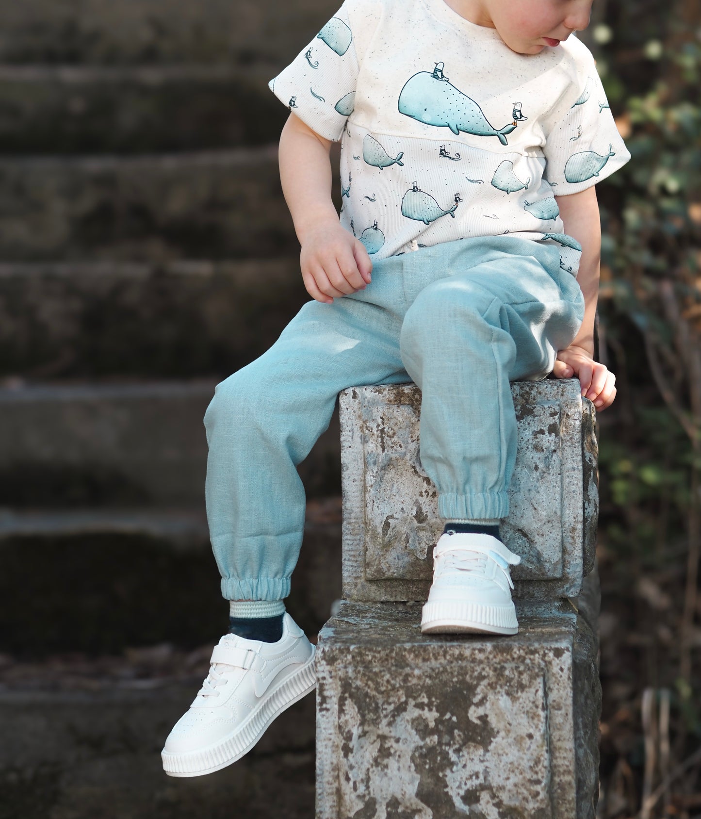 Wal & Möwen blau/beige - Rib Jersey