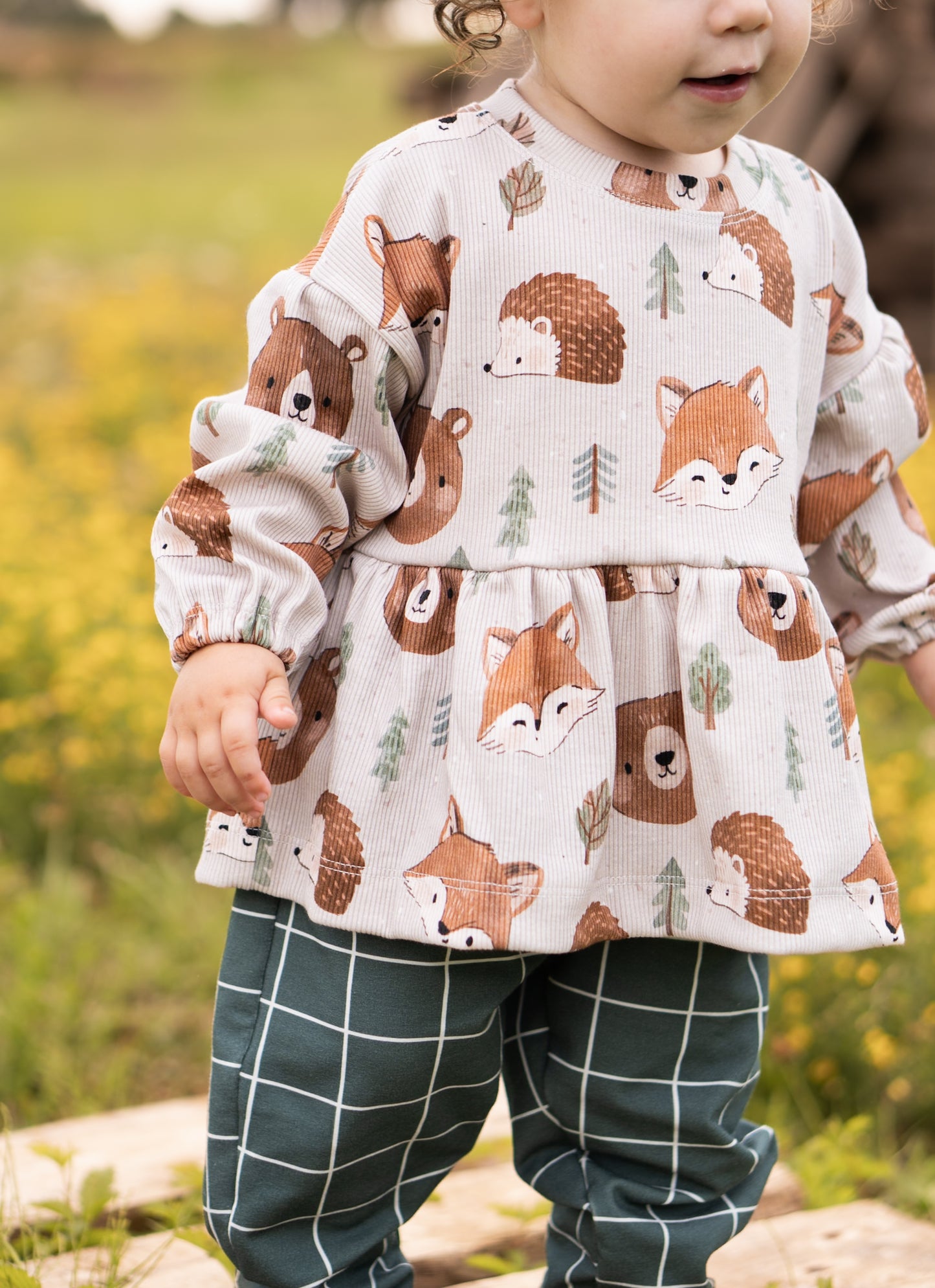 Waldtiere - Köpfe sand - Rib Jersey