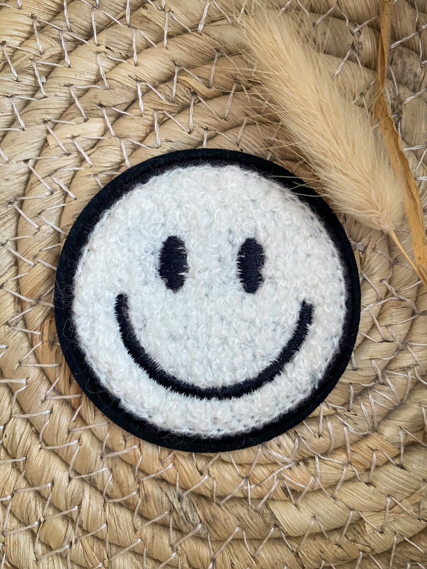 Smiley weiß - Chenille Patch