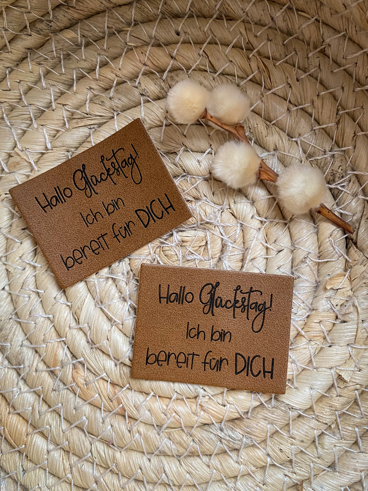 Hallo Glückstag! Ich bin bereit für dich - Kunstleder Label