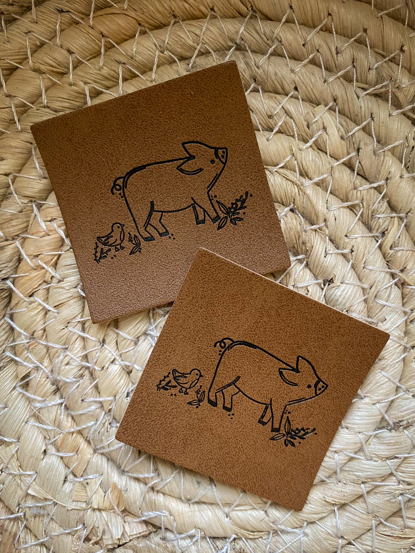 Farm Schwein - Kunstleder Label