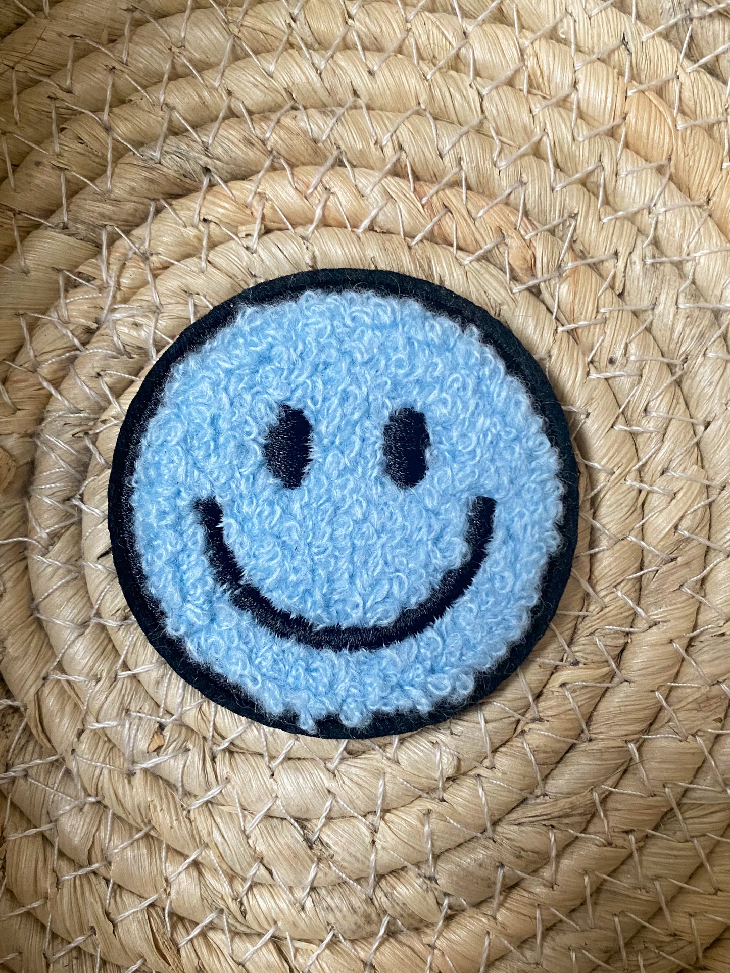 Smiley blau - Chenille Patch