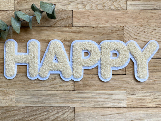 HAPPY cream - Chenille Patch