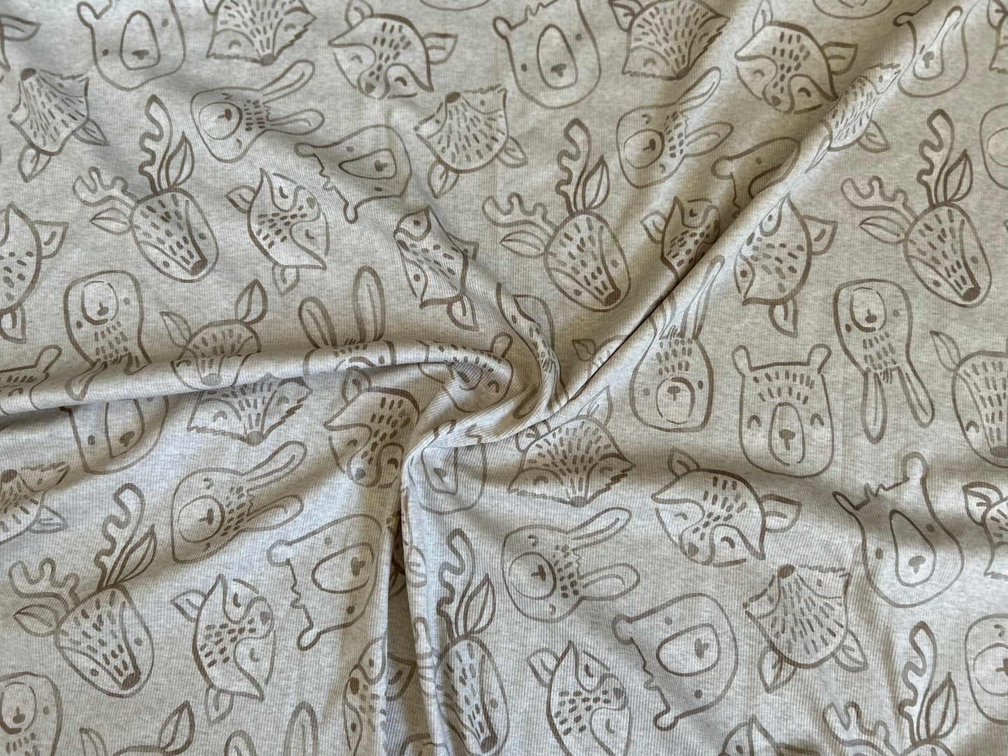 Wood Animals - Rib Jersey ecru meliert