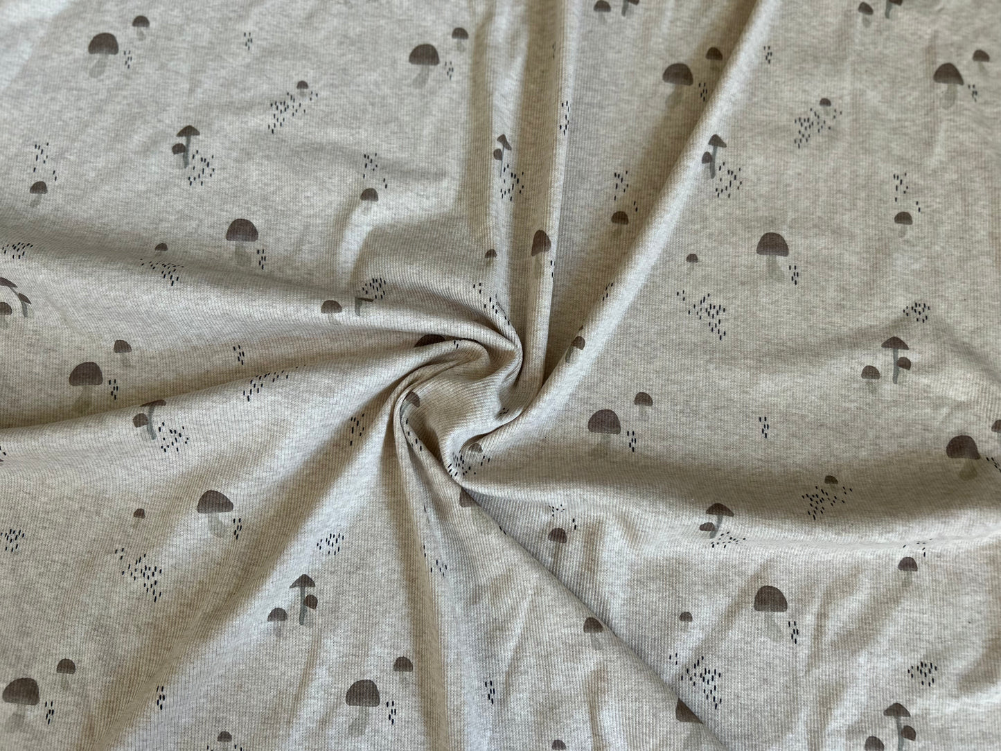 Pilze - Rib Jersey ecru meliert -