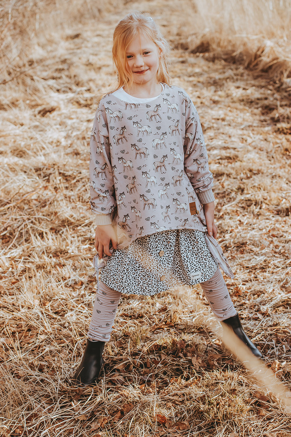 Pferd Leo Liebe mauve - French Terry