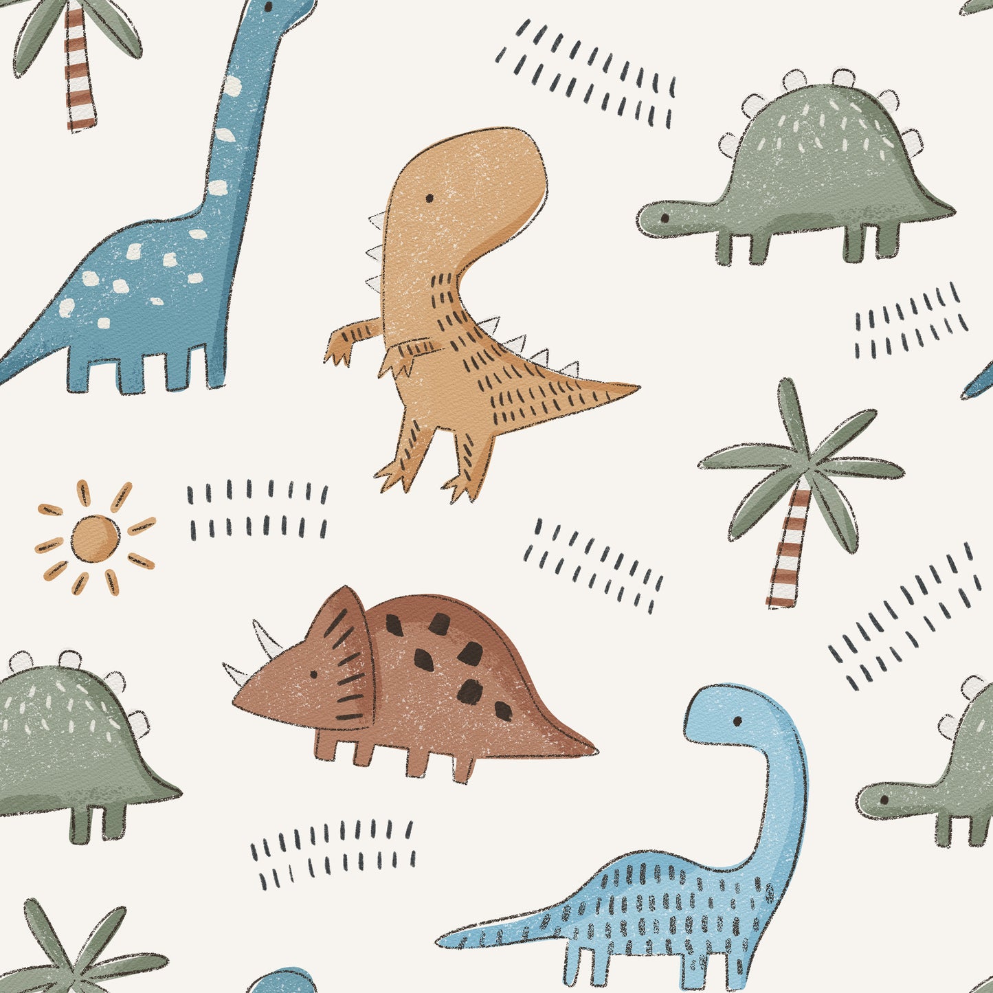 Summer Dinos in Color - cream - French Terry