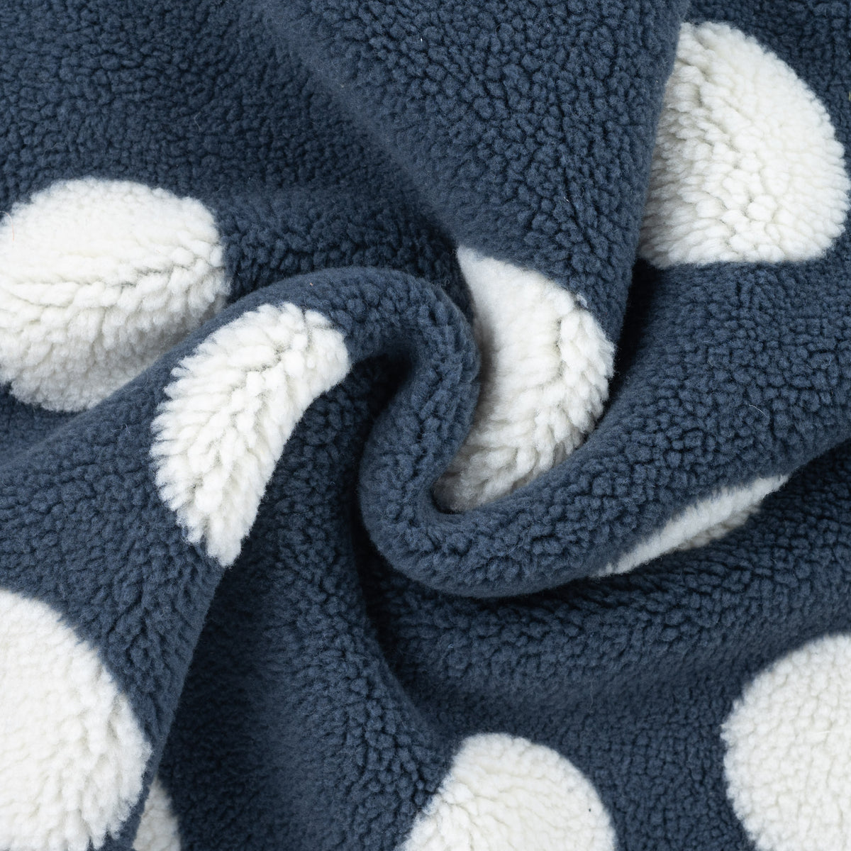 Teddy / Fur - Big Dots - denim