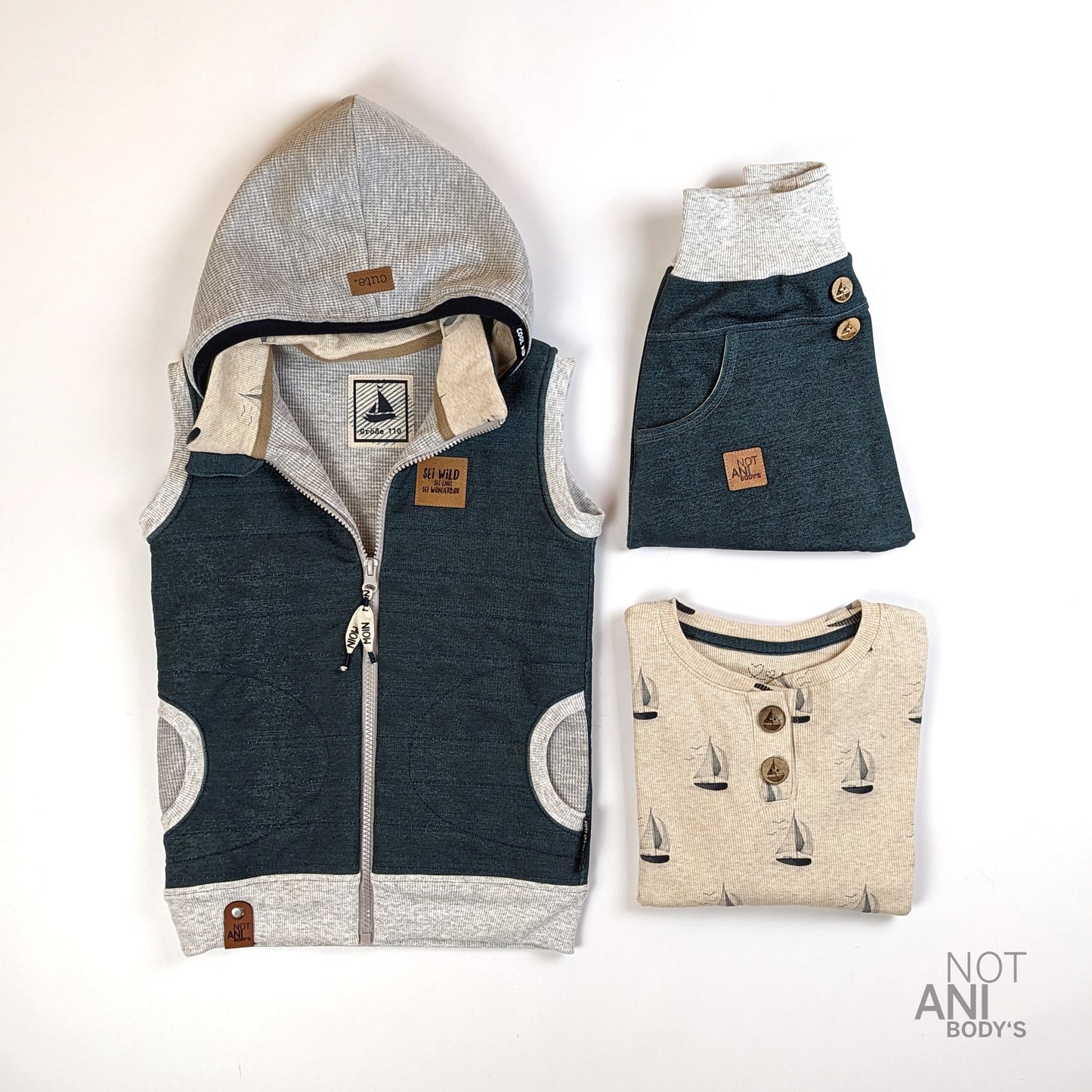 Segelboot - Rib Jersey ecru meliert