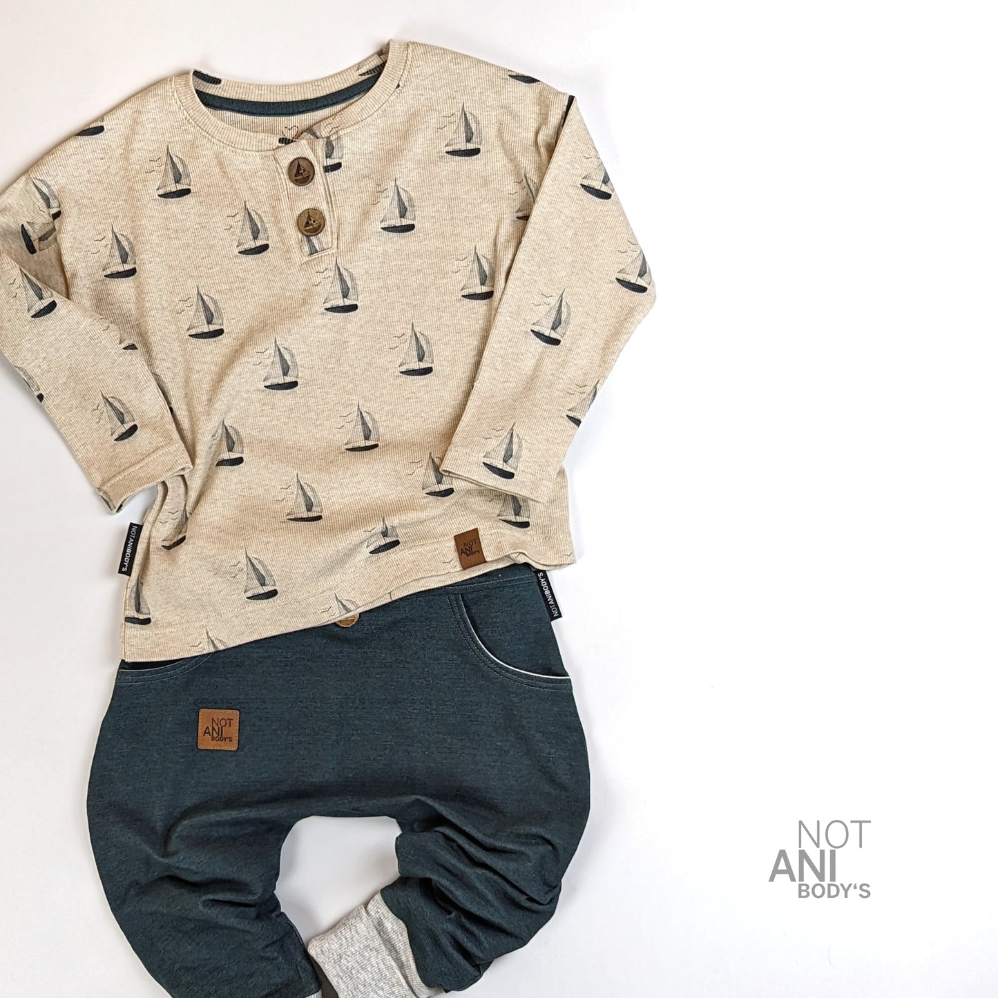 Segelboot - Rib Jersey ecru meliert