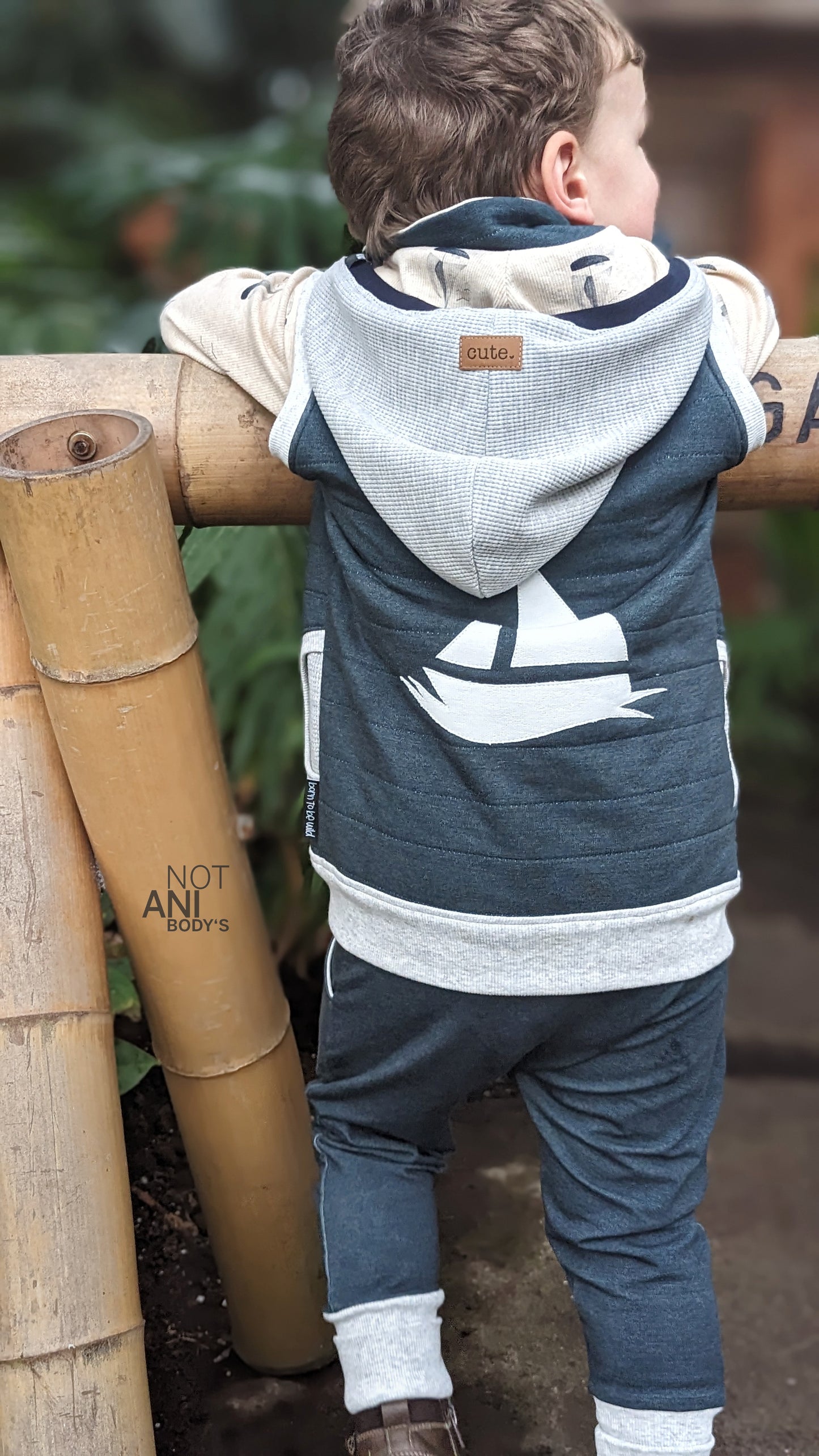 Segelboot - Rib Jersey ecru meliert