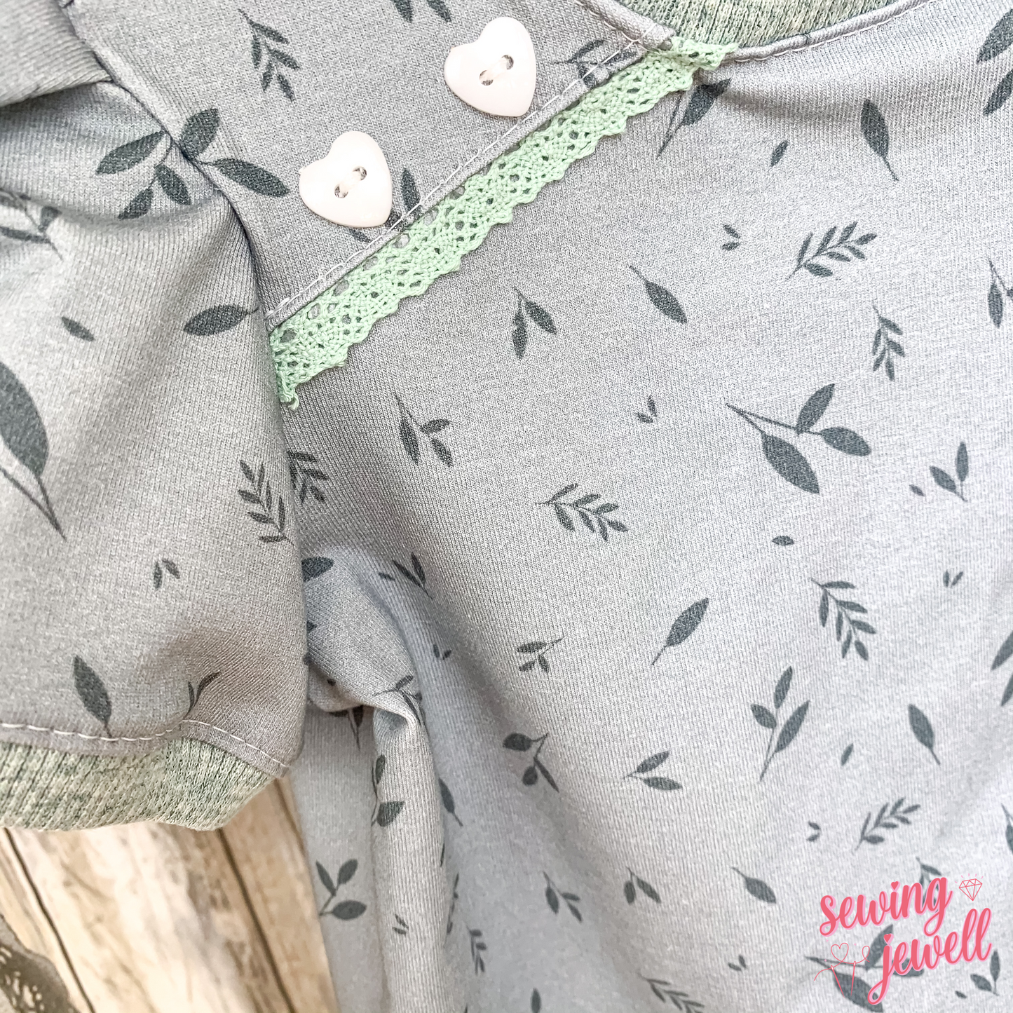 Scandi Leaves grey - Jersey