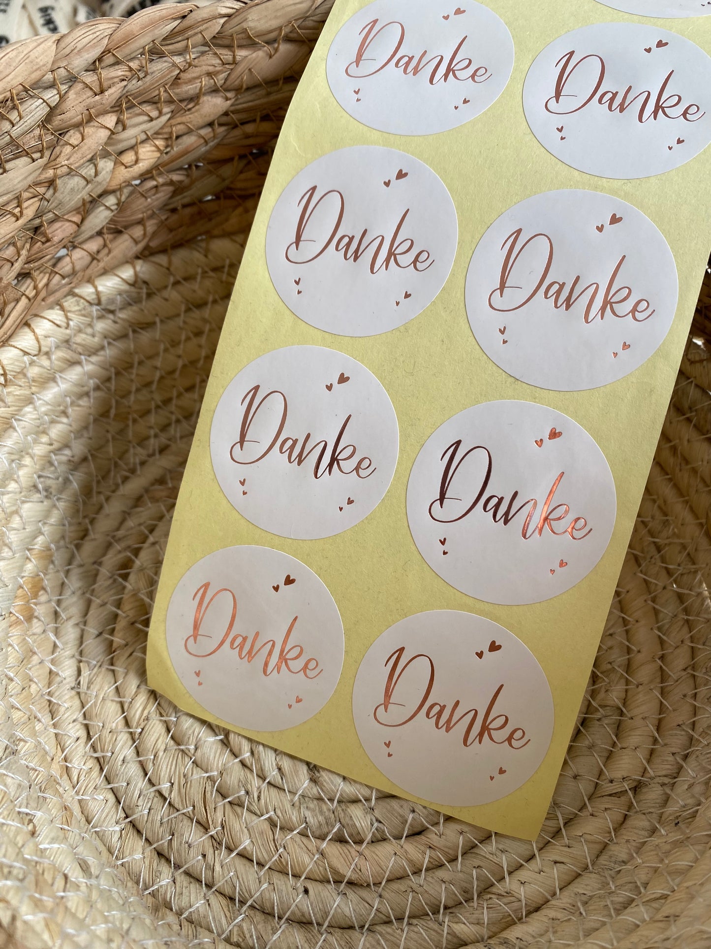 Danke Aufkleber mit Herzen