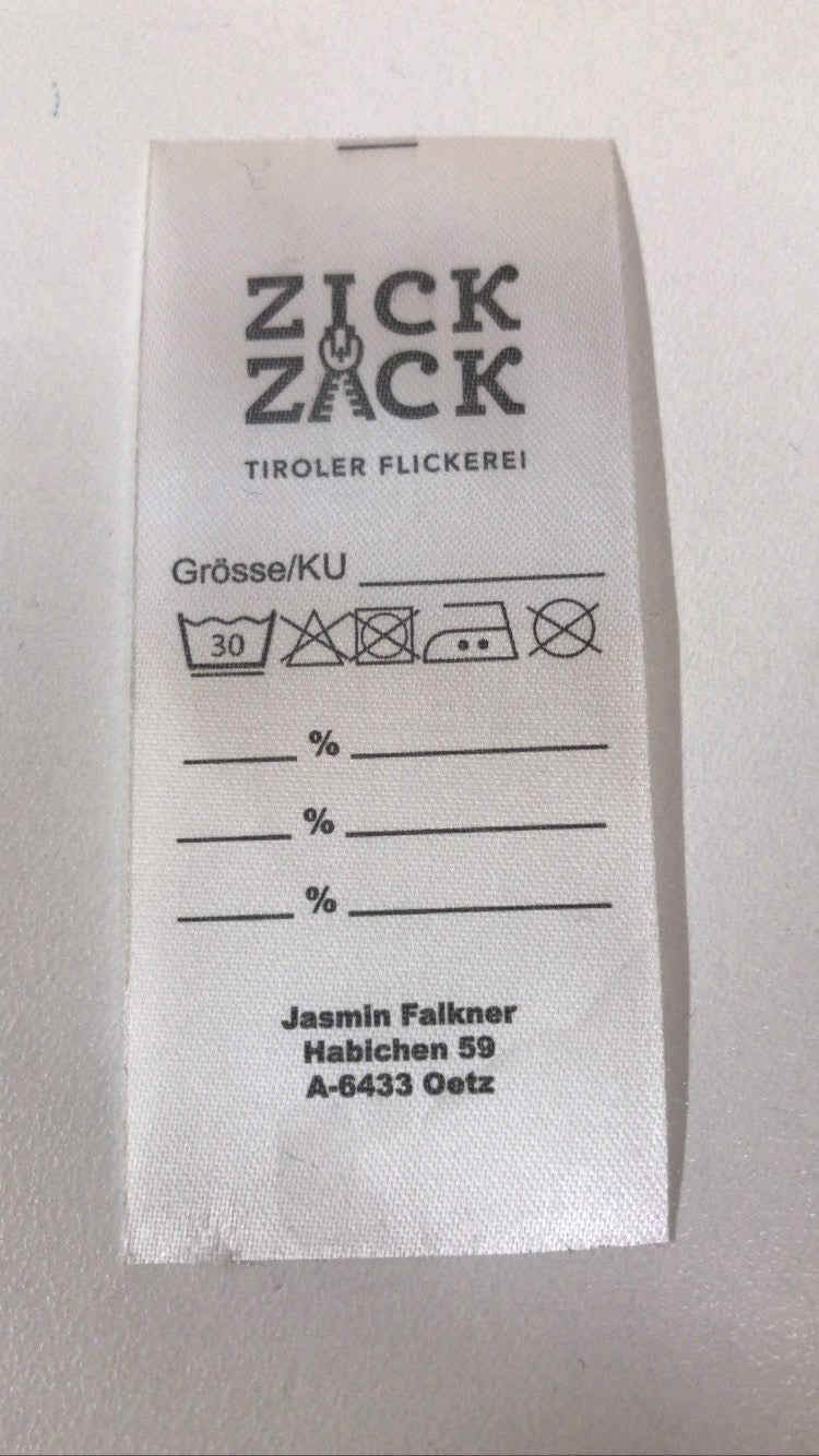 Textiletikett personalisiert weiß