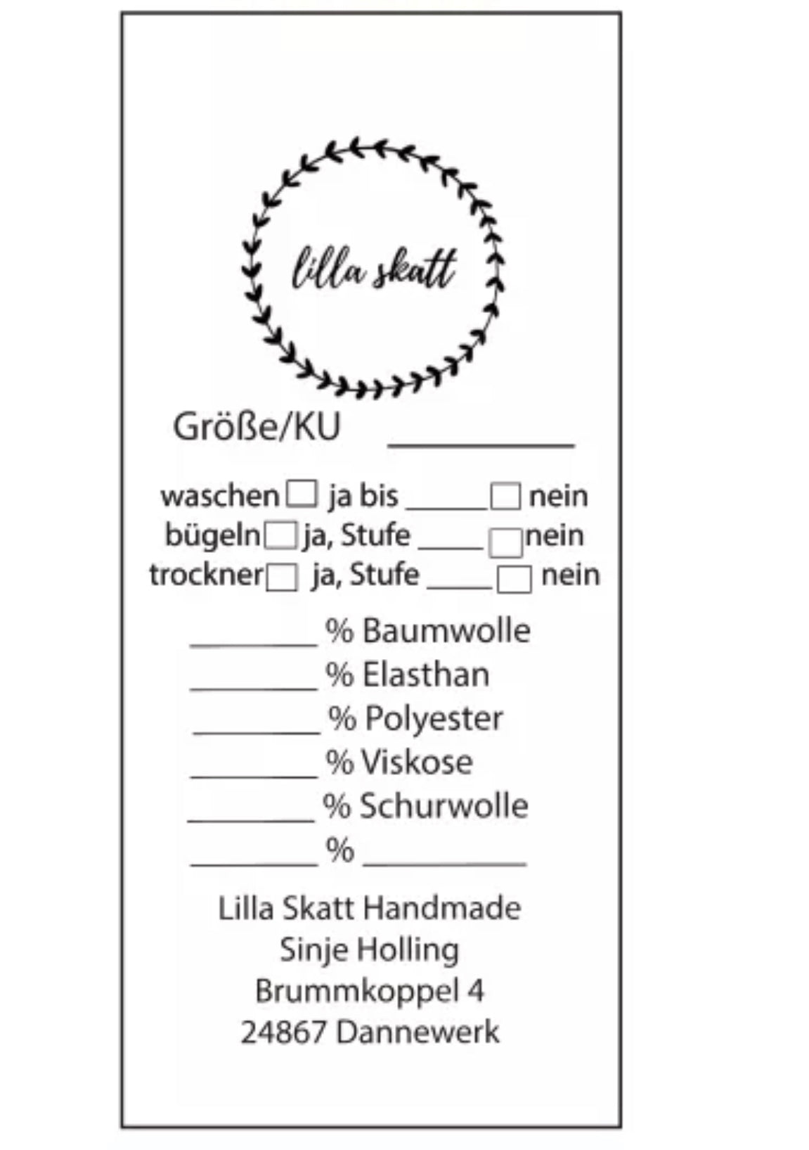 Textiletikett personalisiert weiß