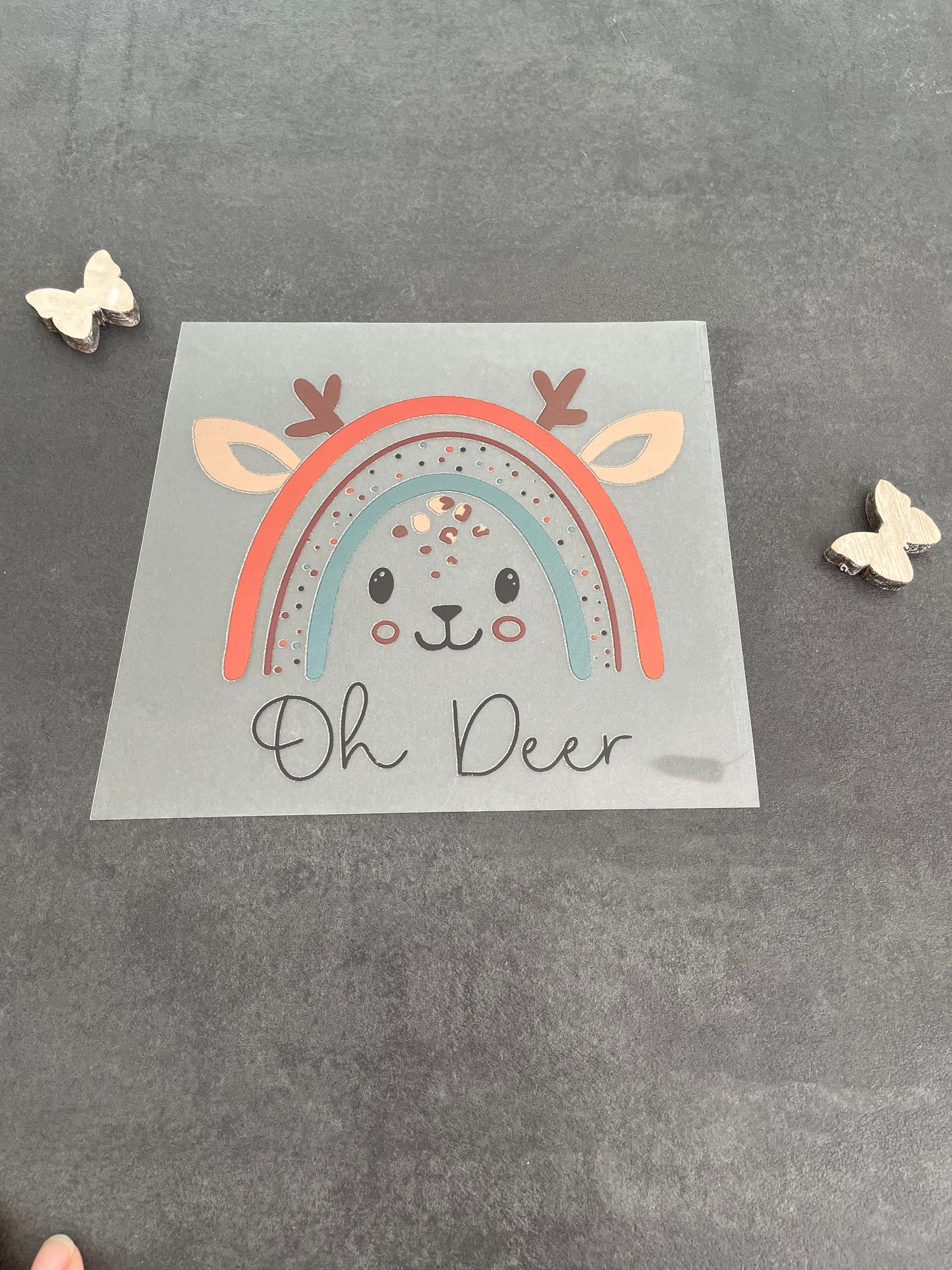 Regenbogen Oh Deer Bügelbild groß
