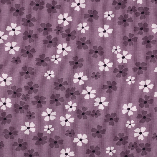 Waffelstrick Jersey Blumen lavendel