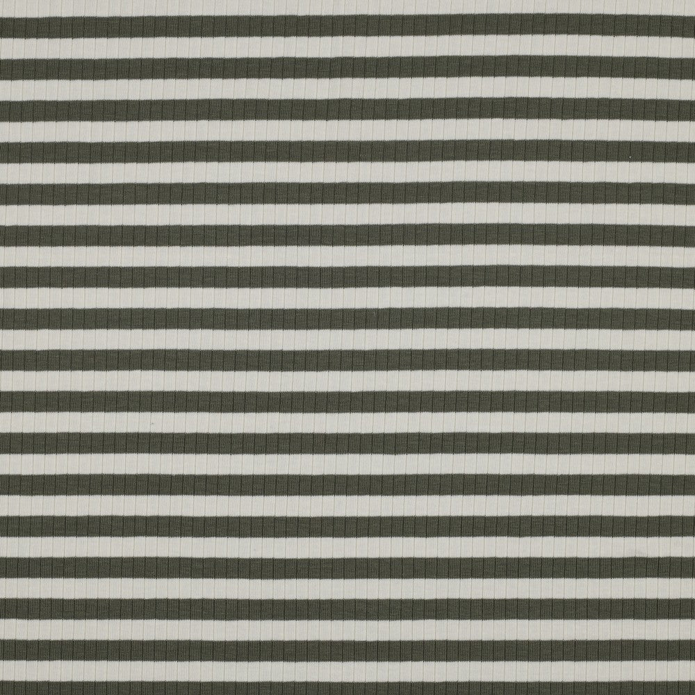 Breit Rib Jersey gestreift - khaki