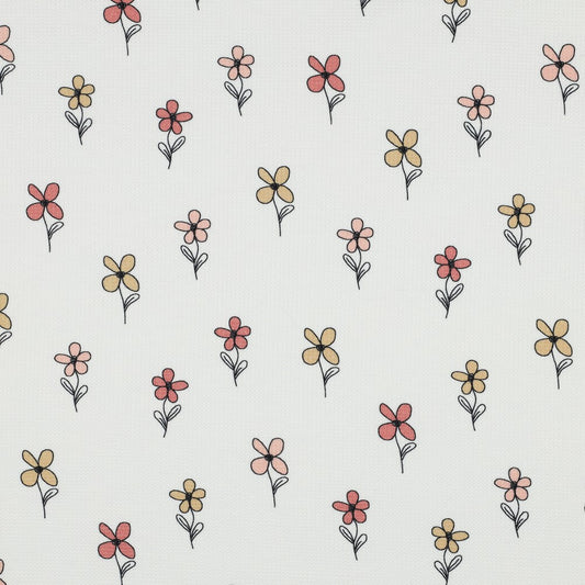 Waffelstrick Jersey Blumen offwhite