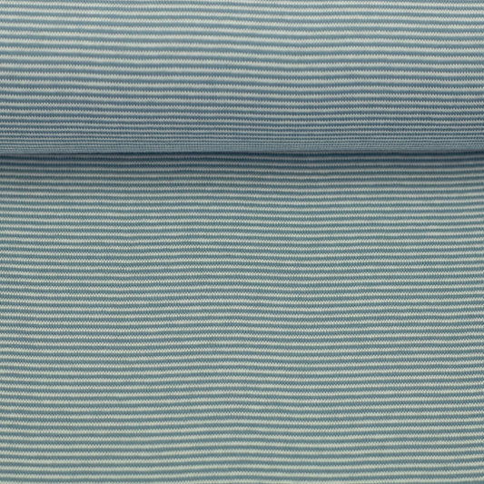 Bündchen gestreift rauchblau/naturweiß - swafing