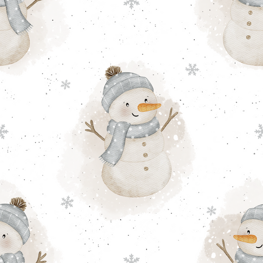 Snowmen with Snow Flakes - Rib Jersey