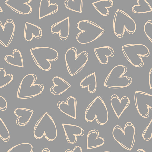 Herzen beige/grau - Rib Jersey