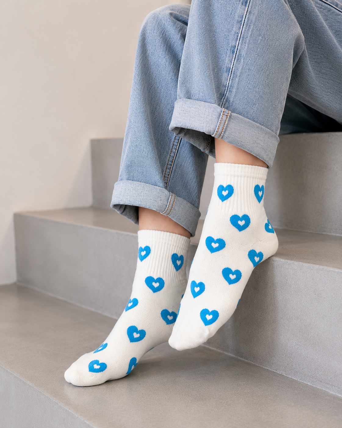 Damen Herzen Socken - blau