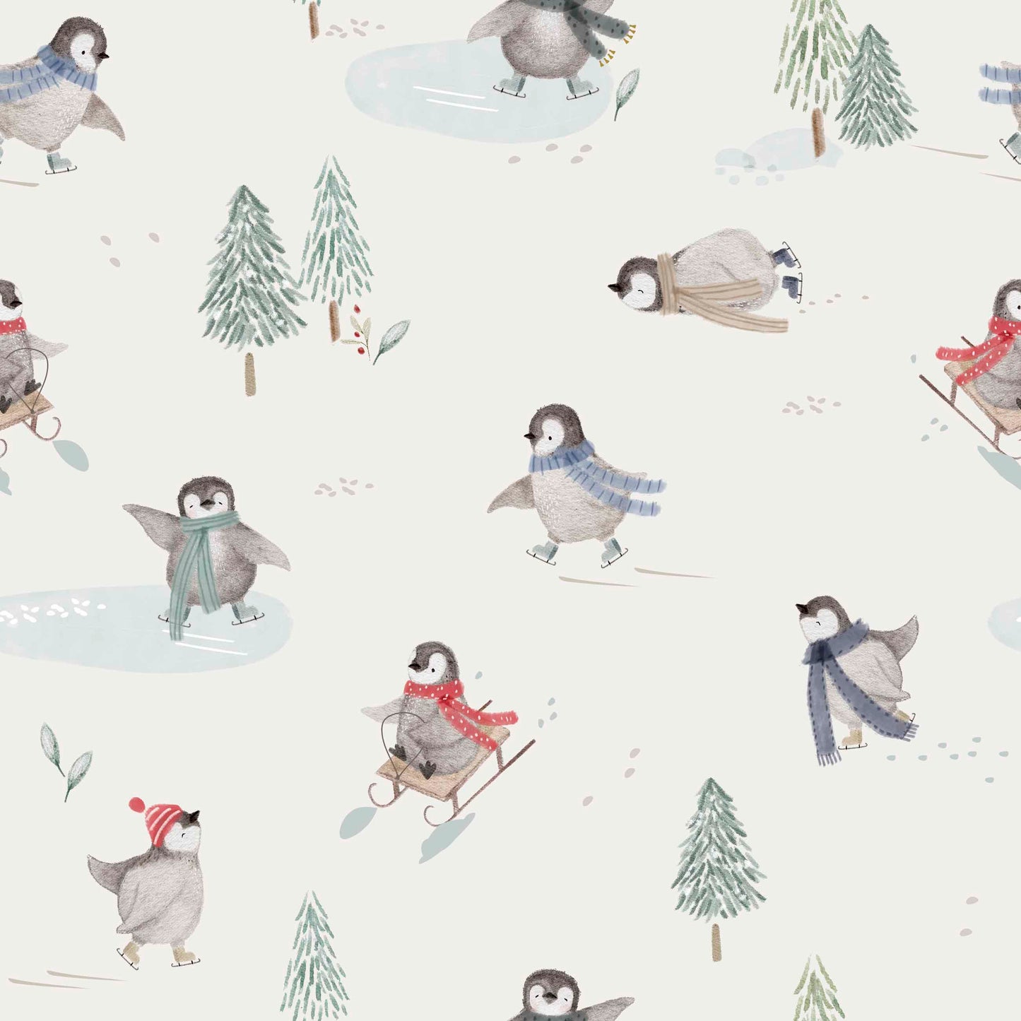 Pinguine im Schnee - Rib Jersey