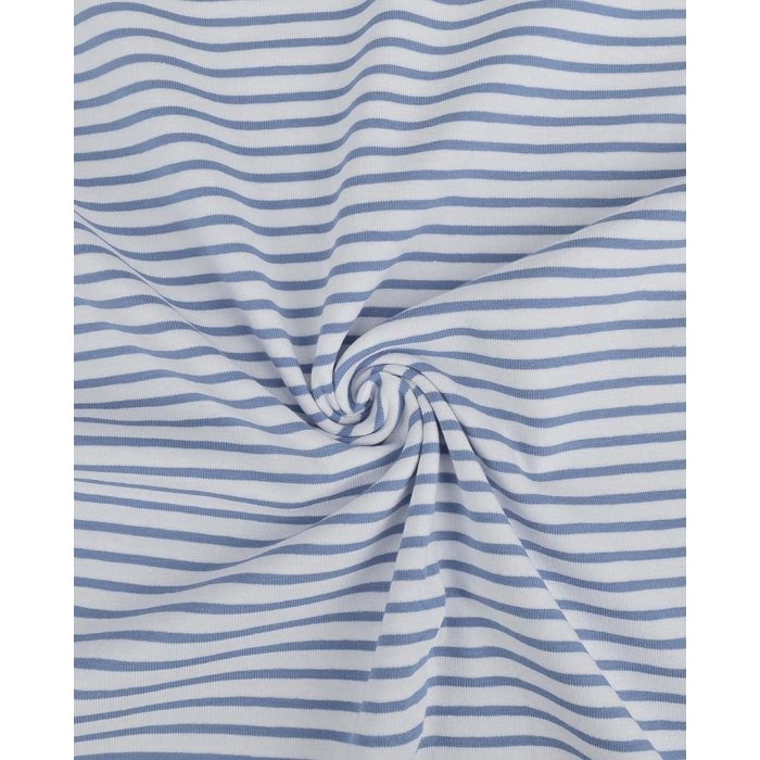 Jersey jeansblau-weiß gestreift