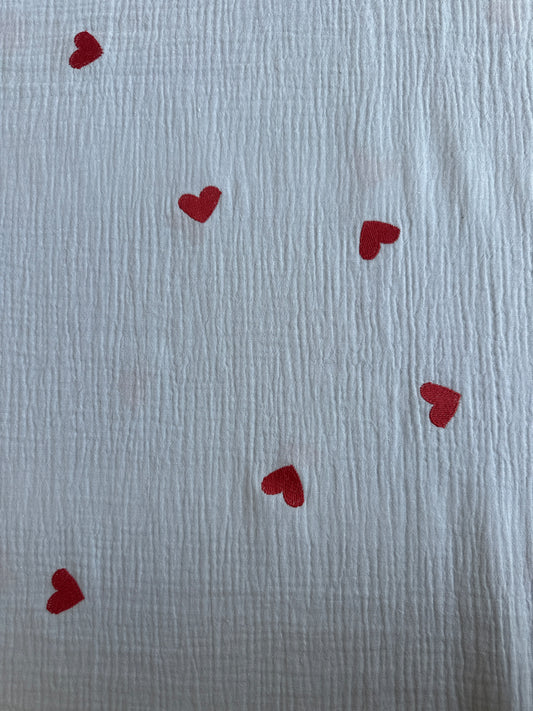 Musselin Herzen blau - embroidery