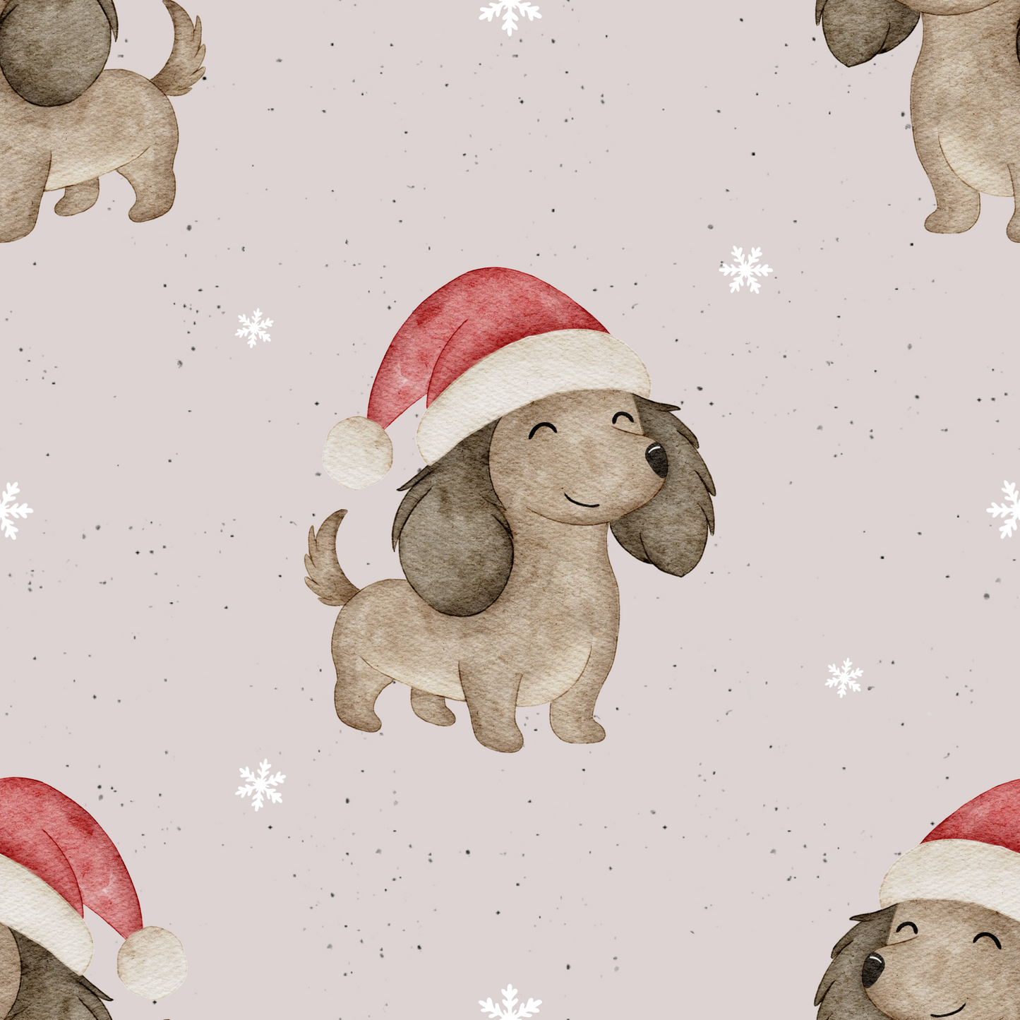 Dackel mit Weihnachtsmütze - French Terry