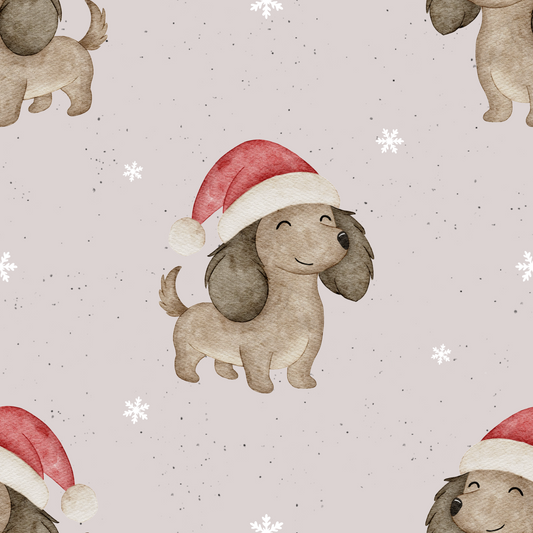 Dackel mit Weihnachtsmütze - French Terry
