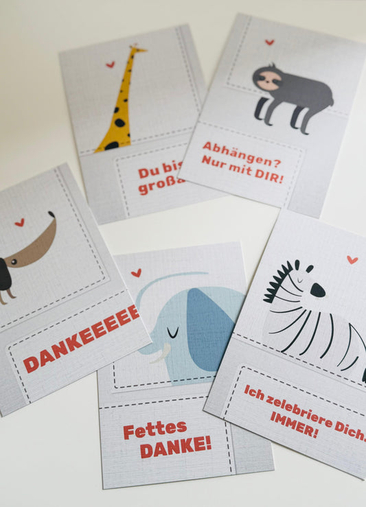 Wilde Tiere - Postkarten 5er Set