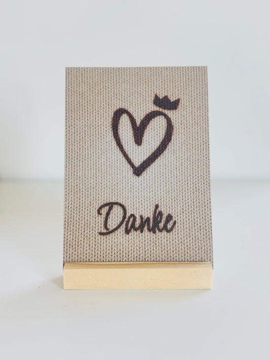 Knitt Herz "Danke" - Postkarte