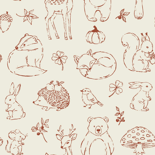 Little Autumn Animals - cream - French Terry