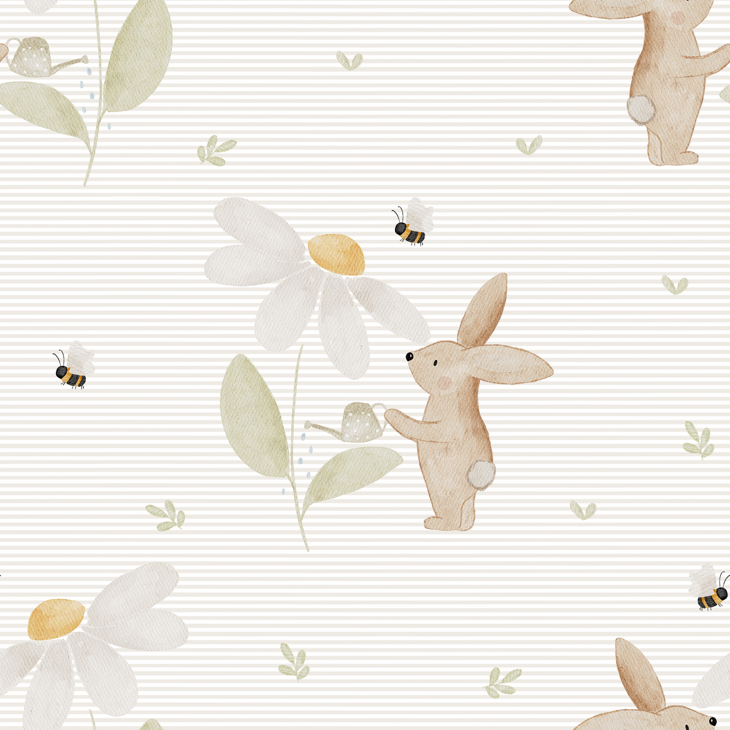 Blumenhase auf Streifen - Jersey