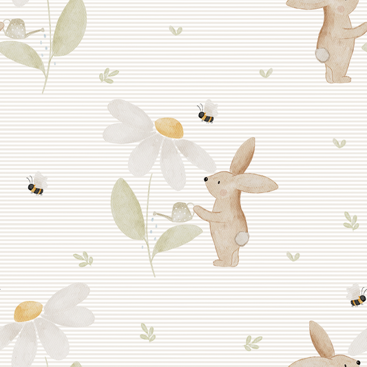 Blumenhase auf Streifen - Jersey