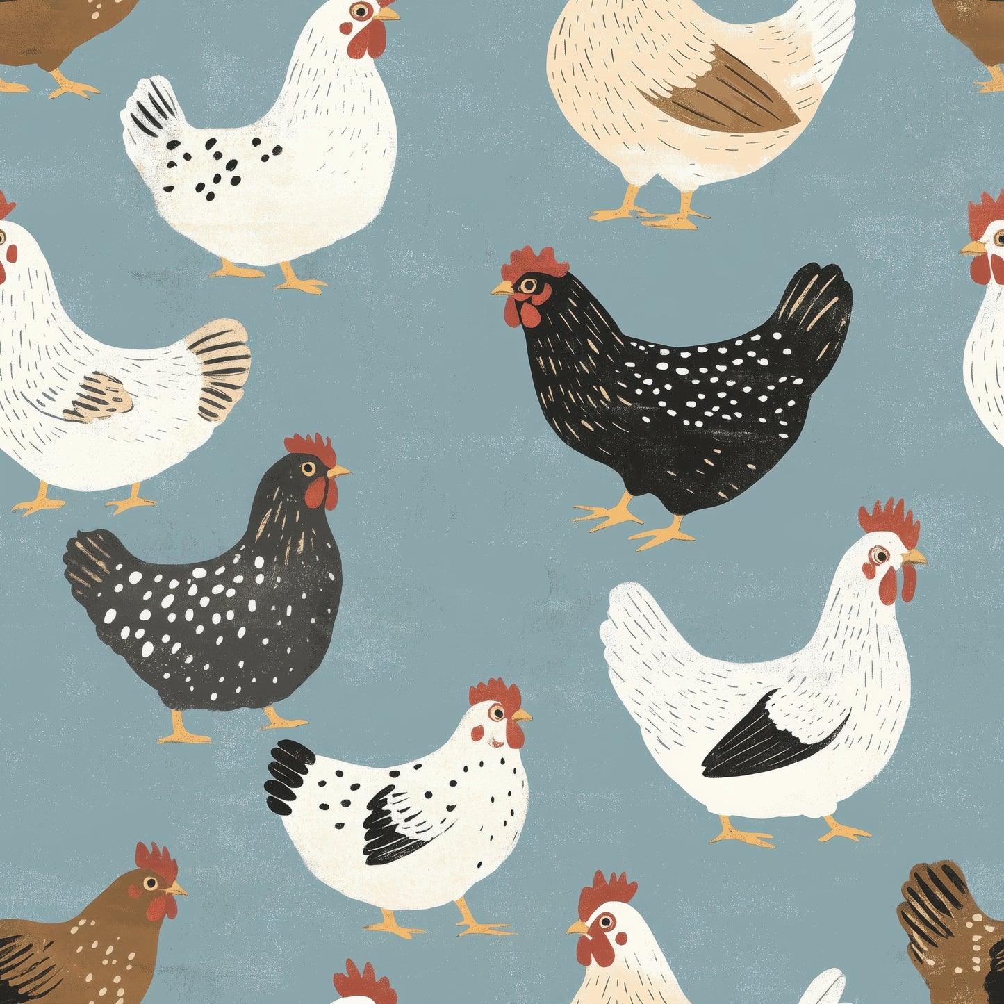 Hühner Treff blue  - Rib Jersey