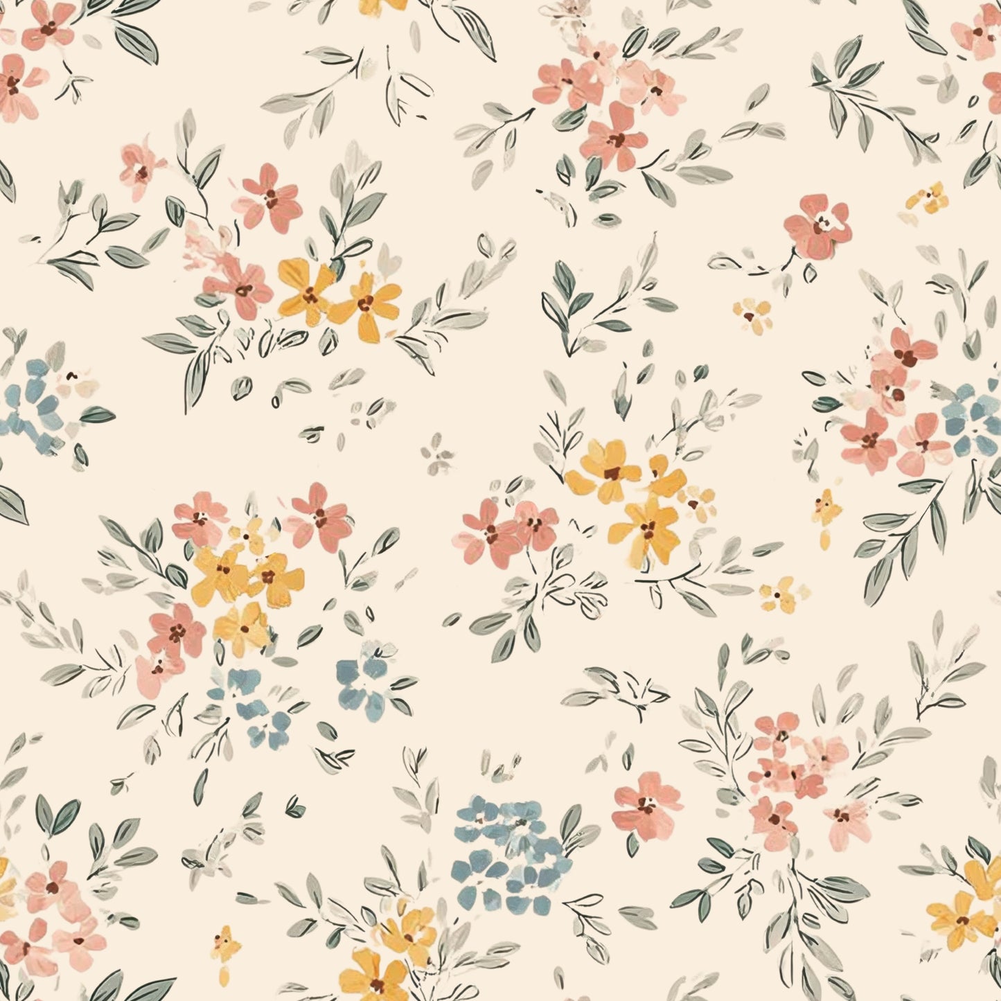 Little Bouquet Flowers cream - Rib Jersey
