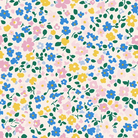 Blumen Farbmix - Rib Jersey